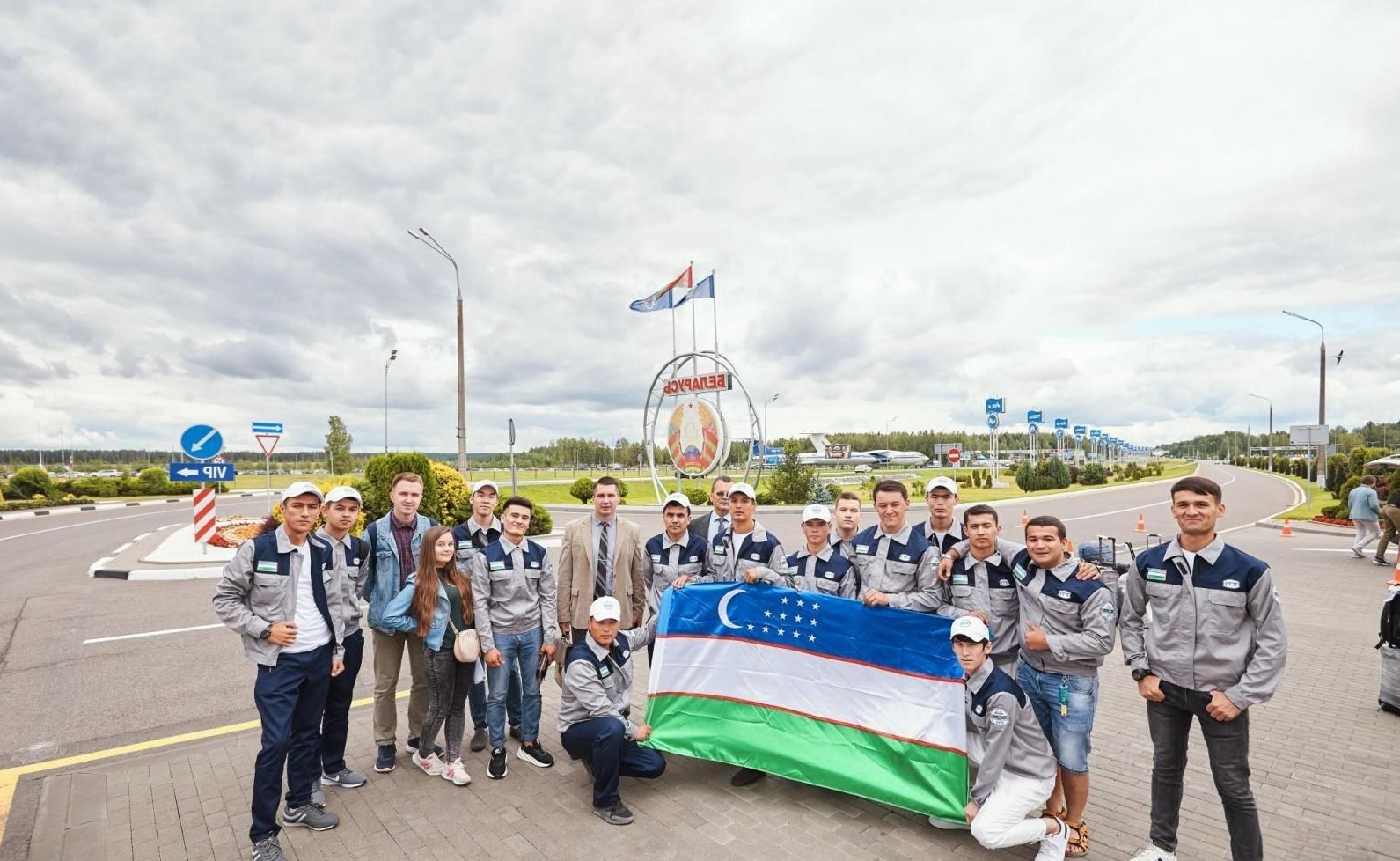 Students from Uzbekistan at the national airport of Minsk